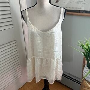 HD Paris Anthropologie Top Medium Cream Satin Chiffon Tunic Minimalist Fairy